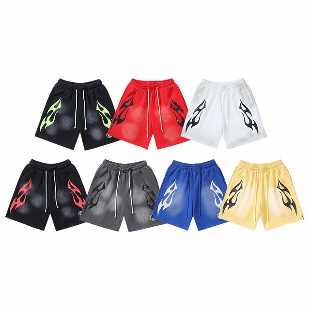 777# Washed style Real shot Hellstar Hellstar washed distressed casual shorts Fa