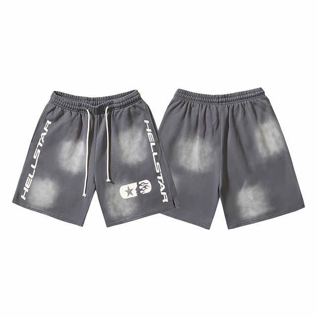775# Washed Gray Real shot Hellstar Hell Star washed distressed casual shorts Fa