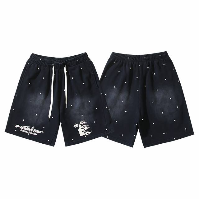 770# Washed Black Real shot Hellstar Hellstar washed distressed casual shorts Fa