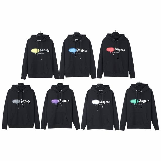117# Real shot of palm Angels city letter print terry high street retro hooded s