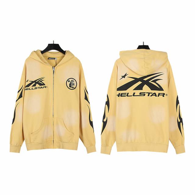 2018# Washed Yellow Real shot Hellstar Hellstar washed distressed terry high str
