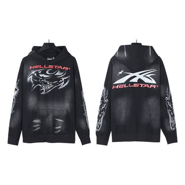 2028# Washed Black Real shot Hellstar Hellstar washed distressed terry high stre