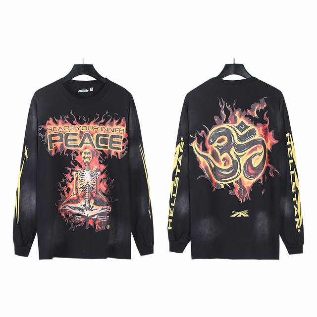 668# Real shot of Hellstar Hell Star American trendy distressed washed pure cott