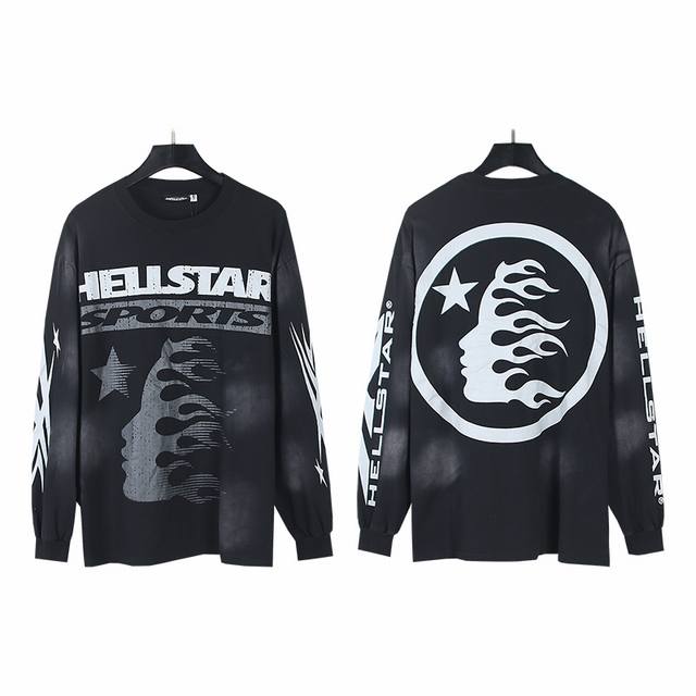 667# Real shot of Hellstar Hell Star American trendy distressed washed pure cott