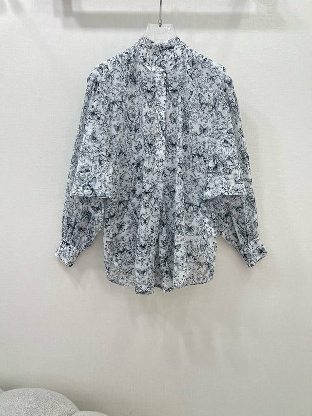 Dio*25 new pure cotton shirt butterfly print bat sleeve long sleeve shirt feels