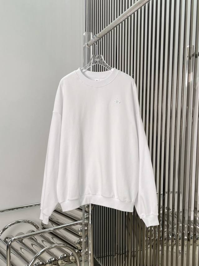 Newest Alo 25New Round Neck Brushed Long Sleeve Sweatshirt Color: White Black G