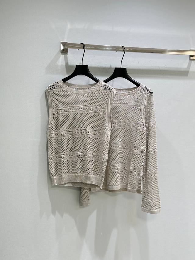 25Ss Early Fall New Arrivals! Fashionable hollow knit sweater with a simple roun