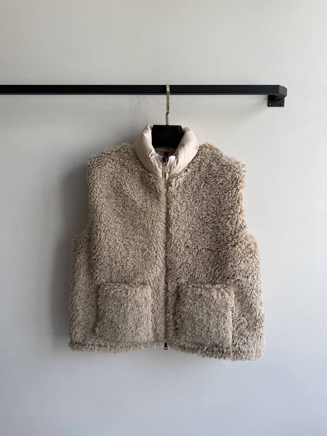 Moncle* 25Fw new model, down and lambswool vest jacket, stand-up collar, regular