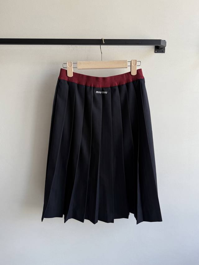 Miumi* 25Fw Early Fall new intellectual preppy style pleated skirt original desi