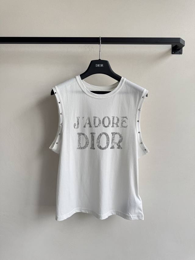Dio* 25Fw New Early Fall Distressed Washed Slogan Print Tank T-shirt. Original d