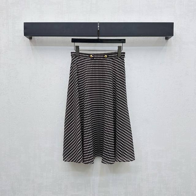 Celin*2025 New Arrival Polka Dot Pleated Skirt Custom Made YB Imported Twill Sil