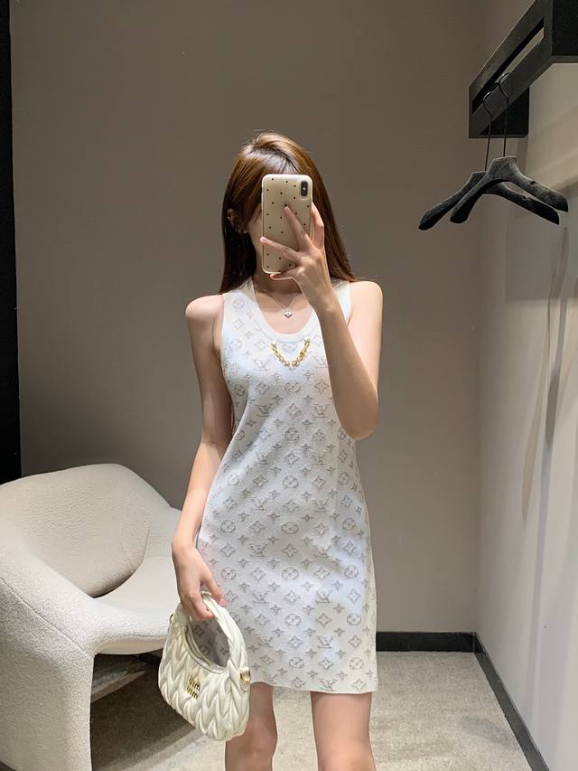 Louis Vuitto* 25Fw Early Fall New Monogram Jacquard Chain Knit Tank Dress | Excl