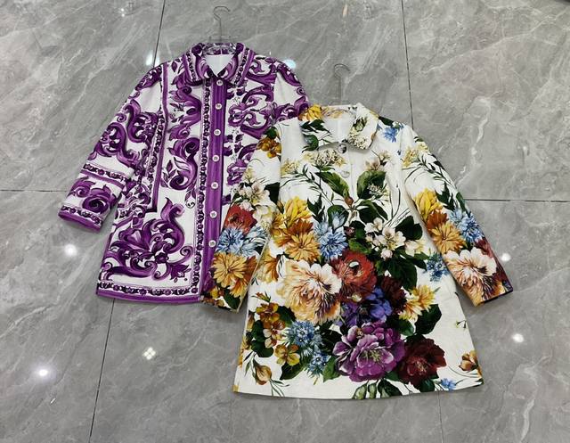 Dg purple pottery glaze rayon jacquard print loose fashion coat Smlxlxxl