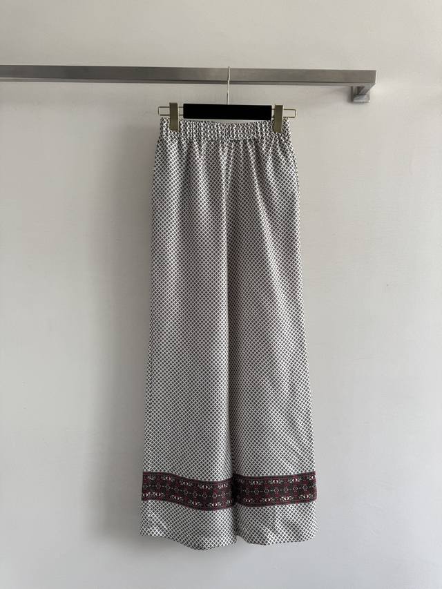 Loro pian* 25Fw New elastic waist silk wide-leg trousers, full of comfort, class