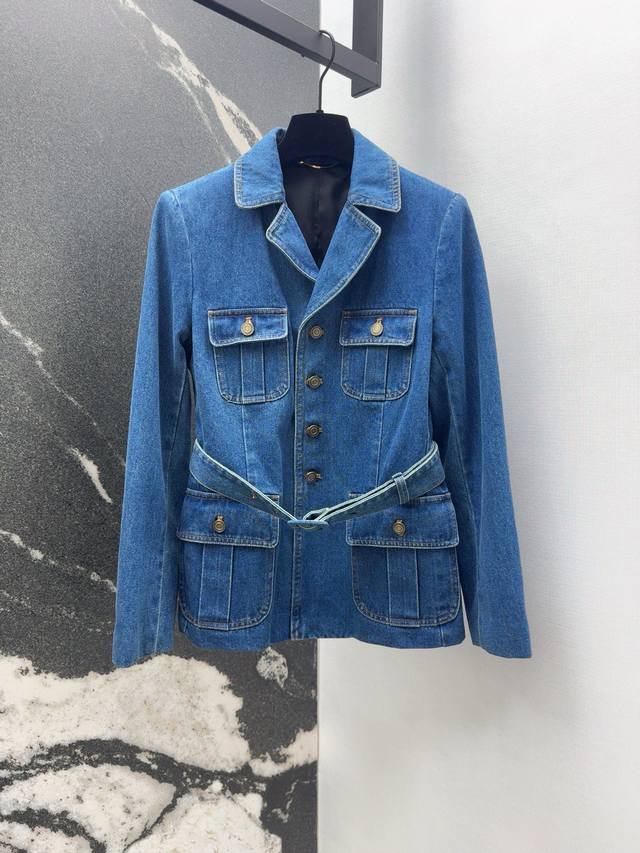 Slp30Ss New arrival for early autumn. Retro and handsome lapel denim suit jacket