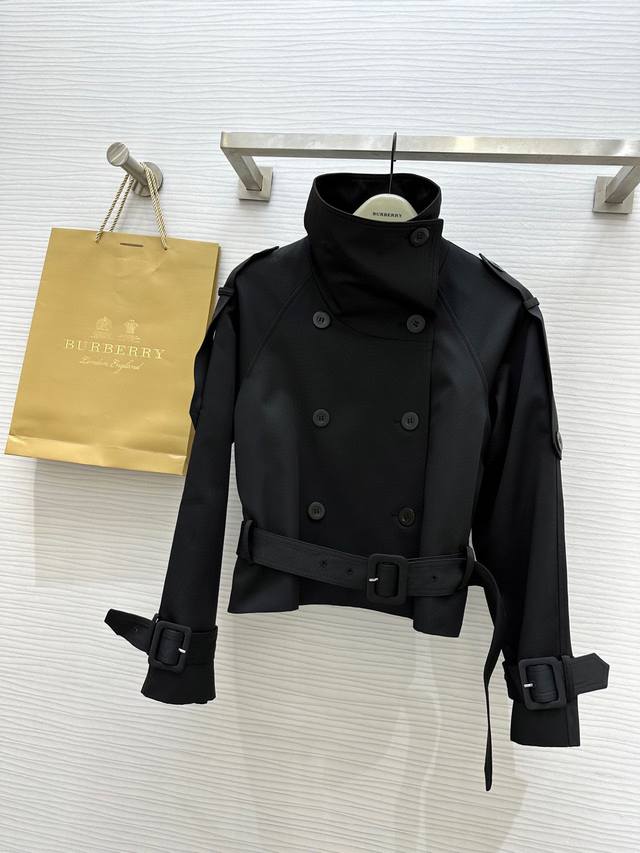 Burberr2 autumn and winter new short windbreaker with stand-up collar design and