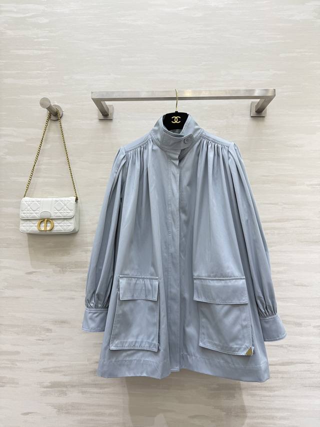 Chlo2's new early autumn style double-pocket decorative stand-up collar lantern