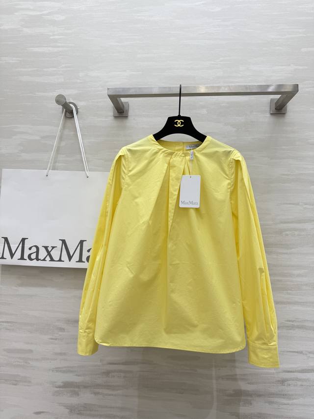 Max Mar2's new early autumn pleated round neck long-sleeved shirt in a bright le