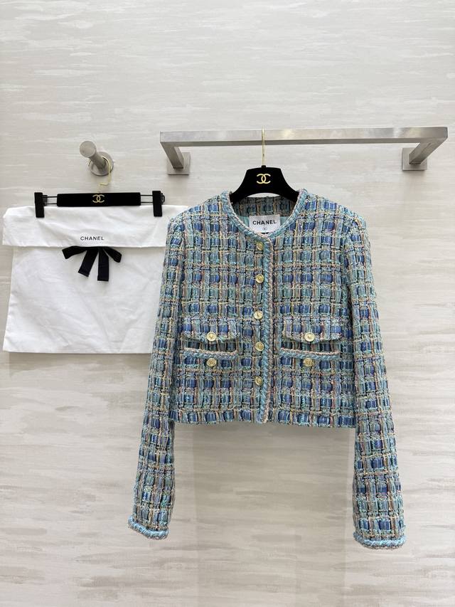 Chane2 autumn and winter new peacock blue woven jacket Original development wove