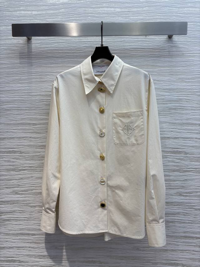 Sch's 25 new style letter embroidered button-down shirt. Custom-made special-sha