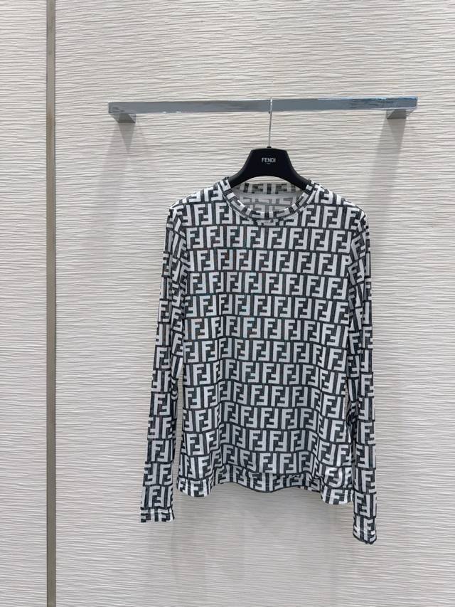 Fend* 2025Fw new mesh base shirt with see-through print, luxurious and soft, str