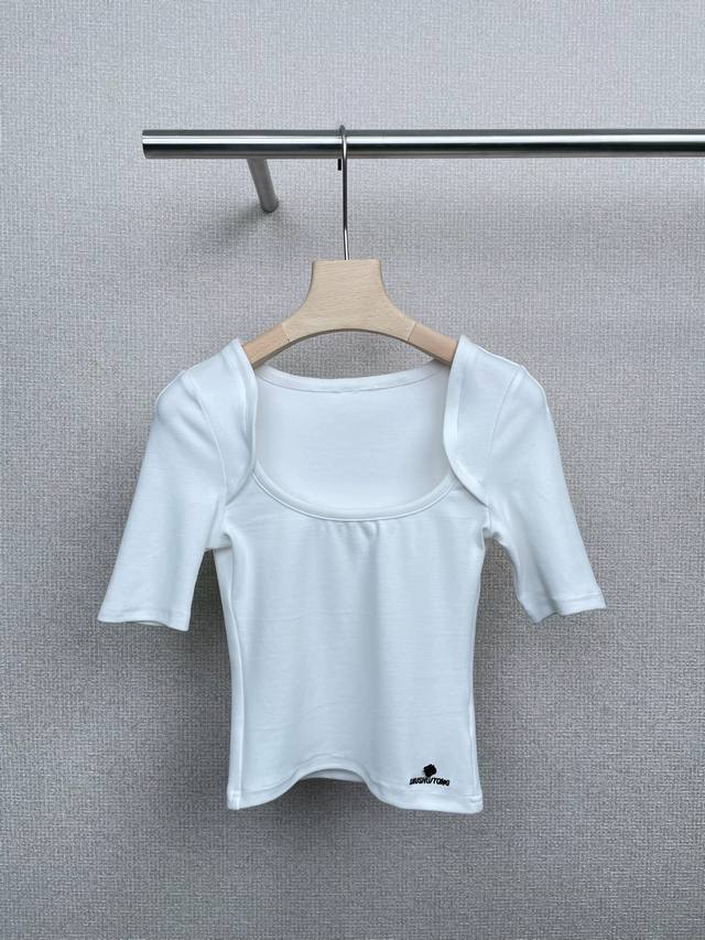 Shushutong2025 early autumn new short-sleeved design trendy shoulder round neck