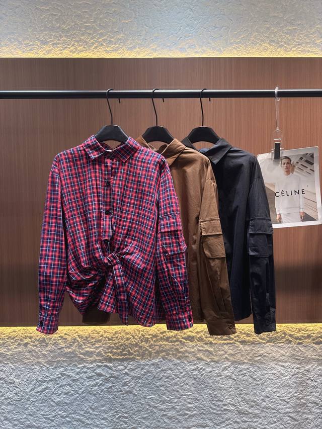 Acne's new 2025 shirt in red and blue plaid adds a touch of fashion flair to cl