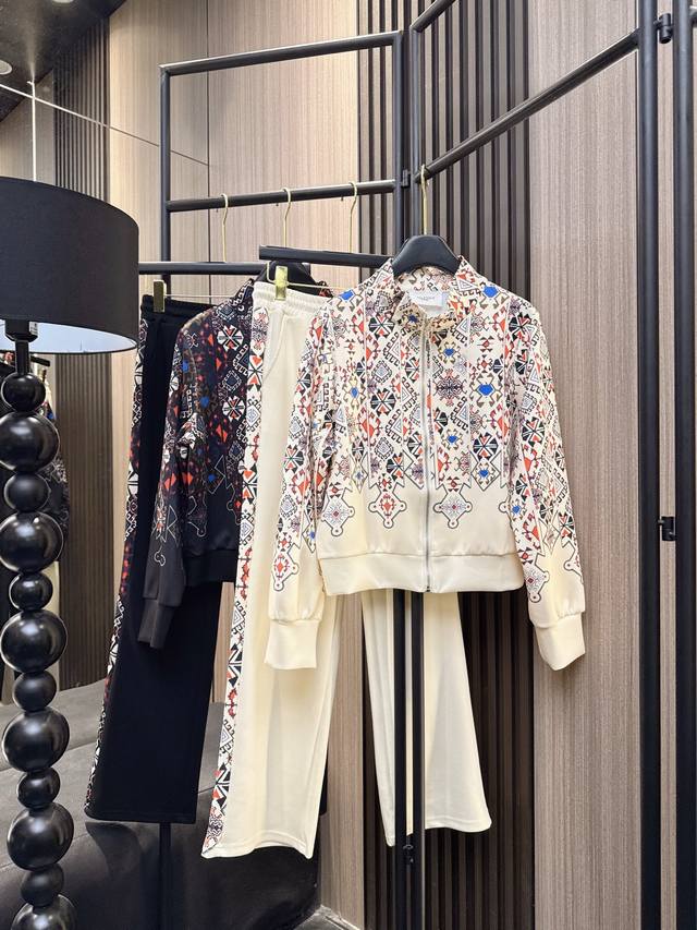 Isabel's 2025 Fall/Winter new print casual stand-up collar long-sleeved suit, so