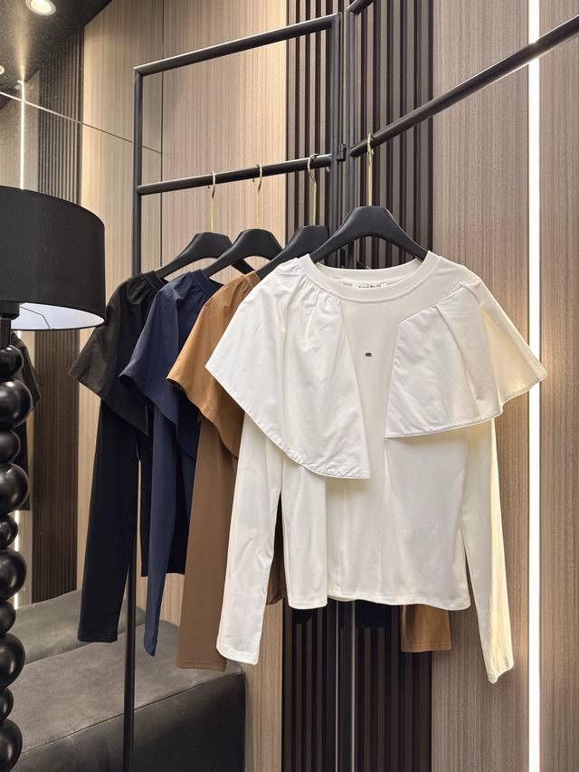 Enfold's new 2025 Fall/Winter round-neck, irregular ruffled long-sleeved top is
