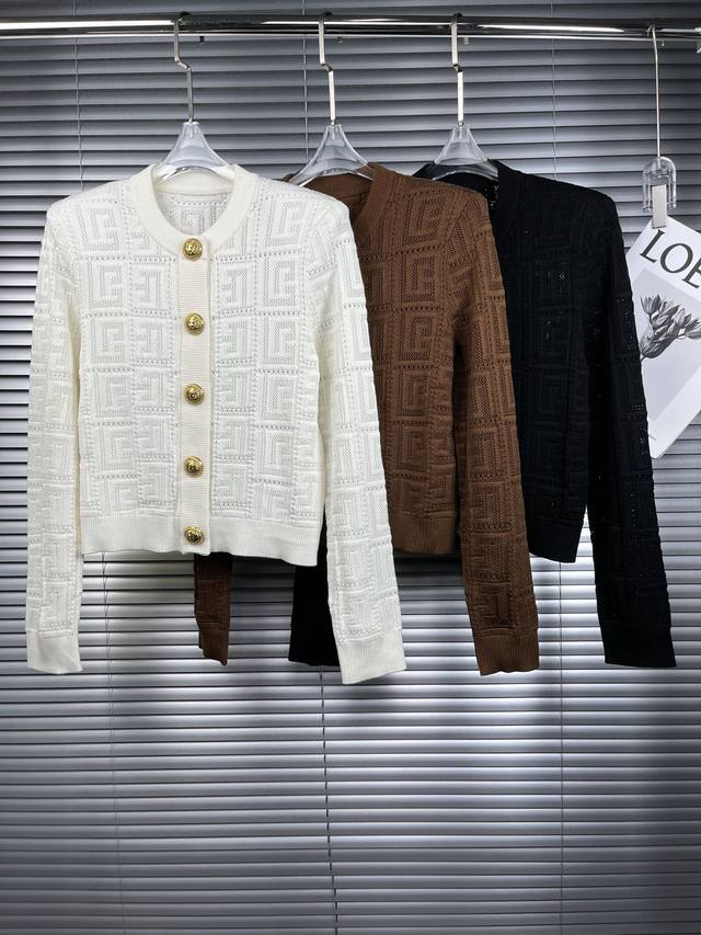 2025 Autumn and Winter New B-style Huizi pattern jacquard wool cardigan version