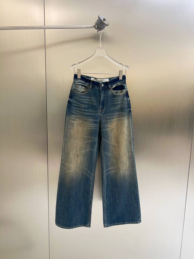 New release 2025 autumn and winter new retro distressed wide-leg denim trousers