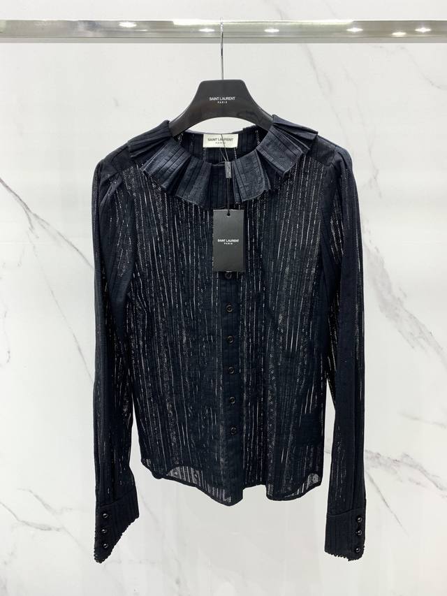 Holy Family Lace Shirt Ruffled Collar Lace Palace Style Front Button Closure Si