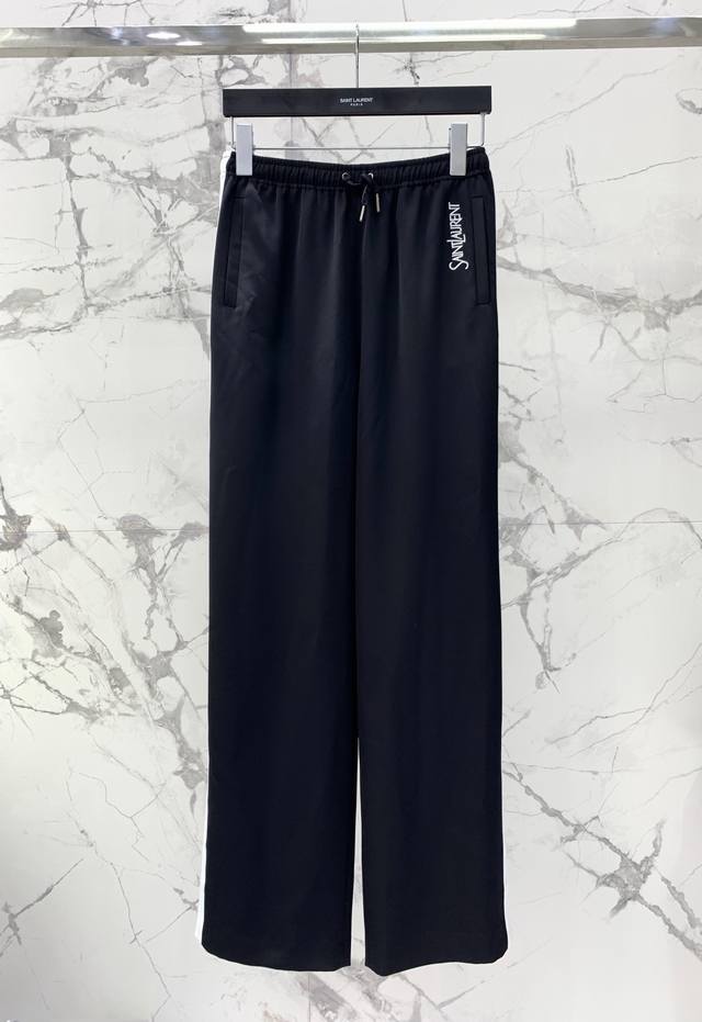 New Satin Casual Pants Classic black and white color contrast design Classic lo