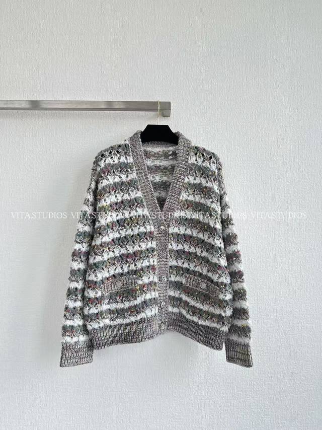 New product pre-sale Hollow crochet cardigan Color: Stripe Size: SML C*Zx