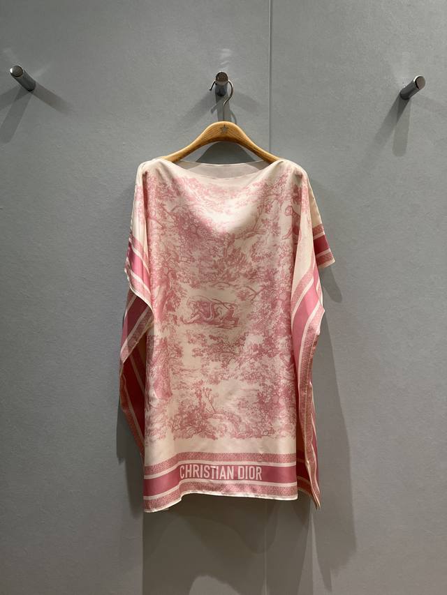 New classic Rue positioning print silk cape-style cardigan top 18 momme thick t