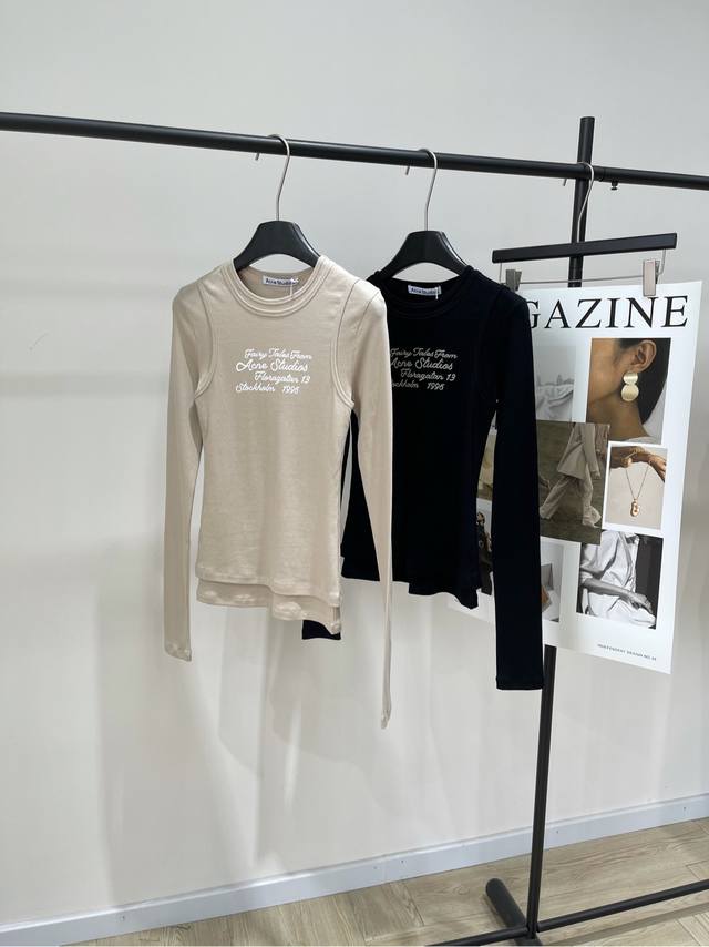 Ac Artistic Letter Print Two-Piece Long-Sleeved T-Shirt , Fabric: Cotton Spande Ac Artistic Letter Print Two-Piece Long-Sleeved T-Shirt , Fabric: Cotton Spande