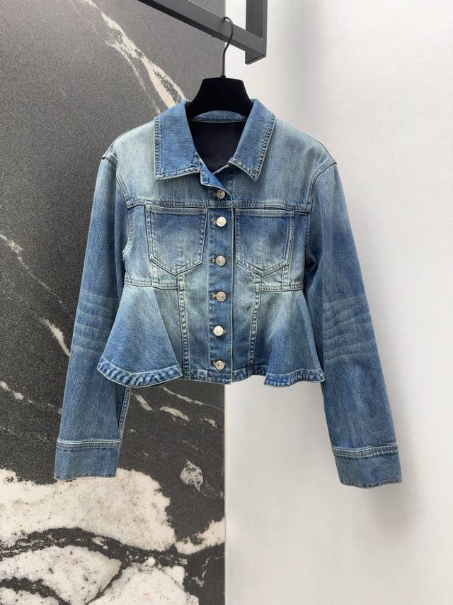 Mcq 25Ss Early Fall New Arrival Retro Washed Denim Babydoll Jacket. Casual and C