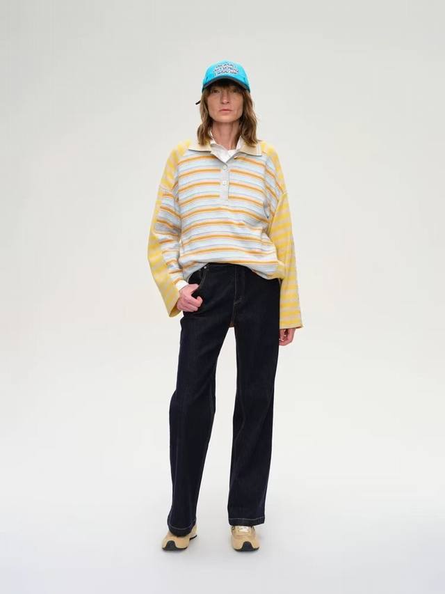 French style age-reducing autumn new niche design contrast color striped polo c