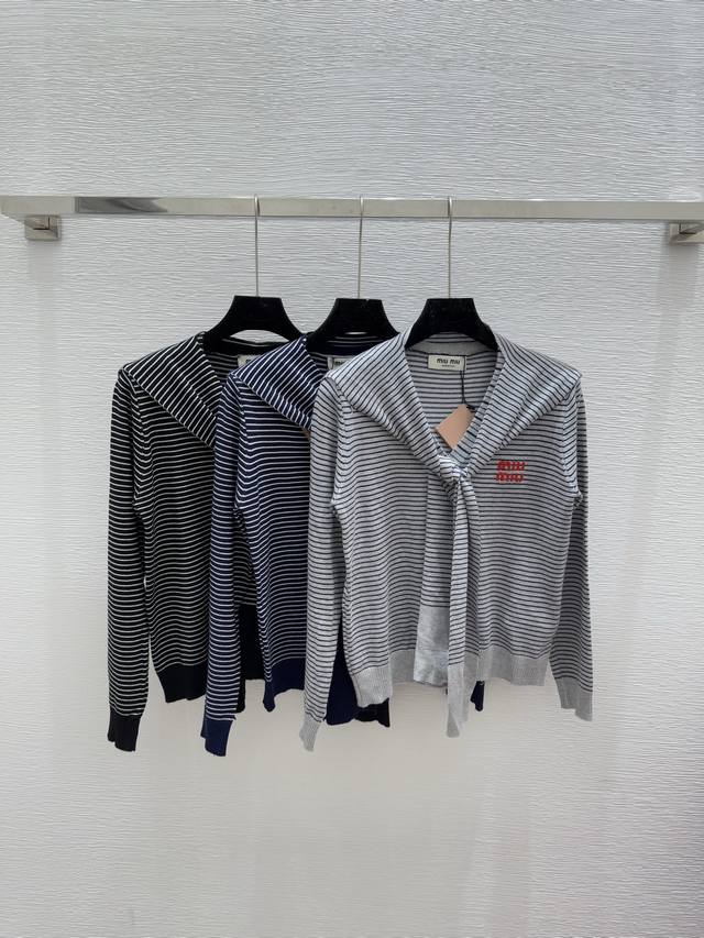 M's early autumn new striped shawl V-neck knitted long-sleeved cardigan Color: G