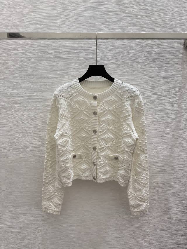 Ch's early autumn new solid color hollow round neck knitted long-sleeved cardiga