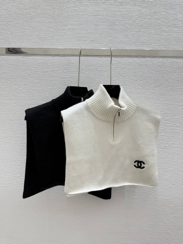 Ch's new summer solid color high collar knitted shawl Color: White Black Size: 3