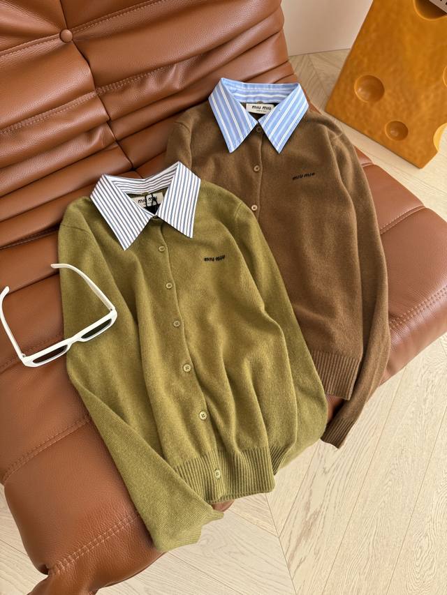 Zhang Yuanying's same style 25Fw fake two-piece design ~ detachable cardigan wi