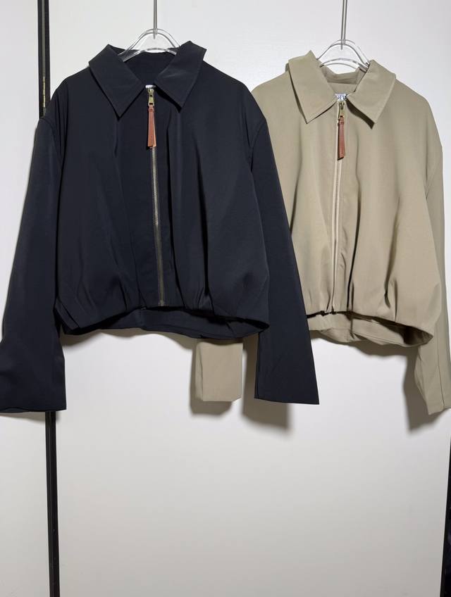 Loewe women's leather patch draped zipper zippered cropped jacket. Smlxl