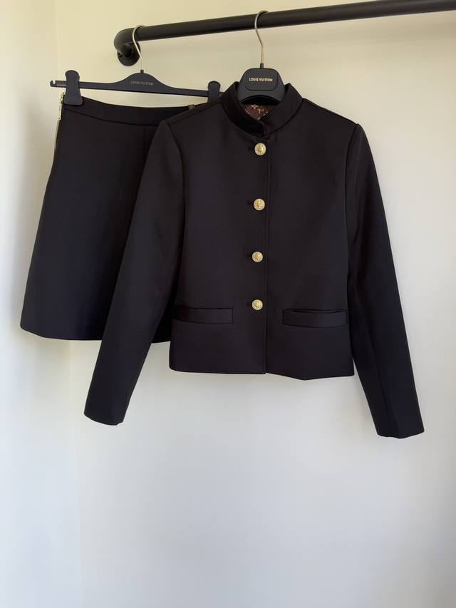 Jacket and Skirt Loui25 New Fall Lv Metal Button Stand Collar Jacket Heavy Metal
