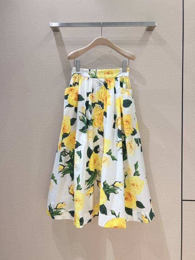 Dolce & Gabban*A Spring/Summer Skirts New Style~ This poplin cotton yellow flora