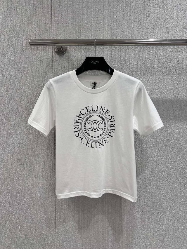 Celin* 25Fw Early Fall New Letter Printed Round Neck Short-Sleeved T-Shirt | Exc