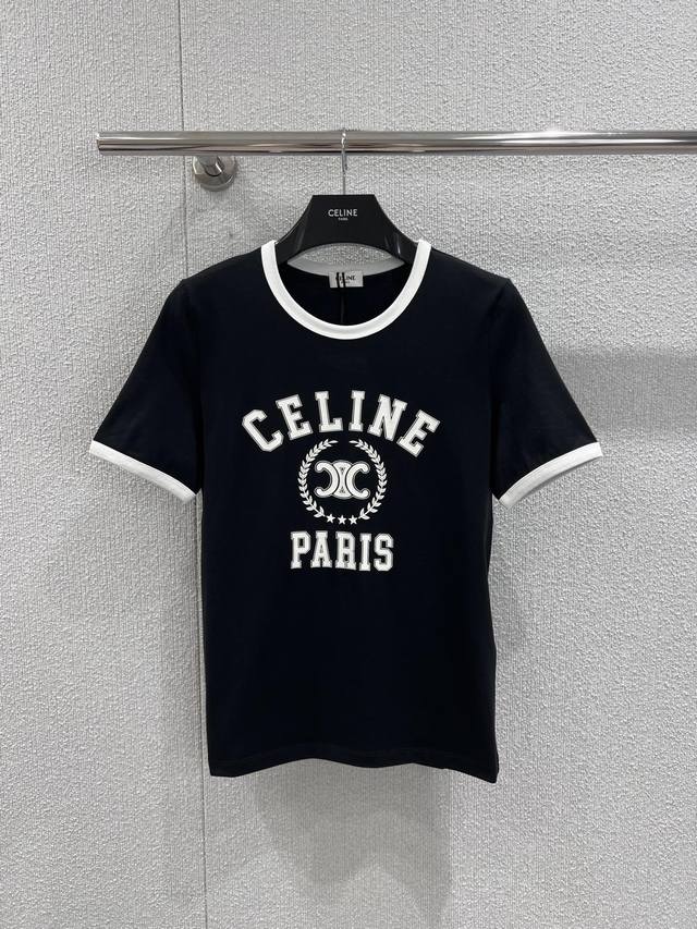 Celin* 25Fw Early Fall New Arc de Triomphe Printed Round Neck Short-Sleeve T-shi