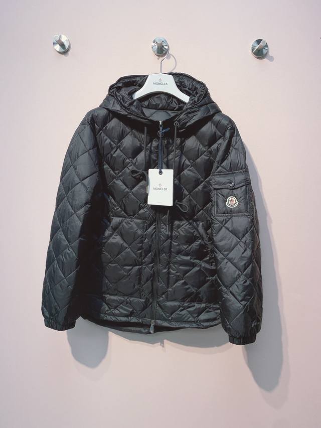 Autumn and winter new diamond hooded zipper down jacket Sml