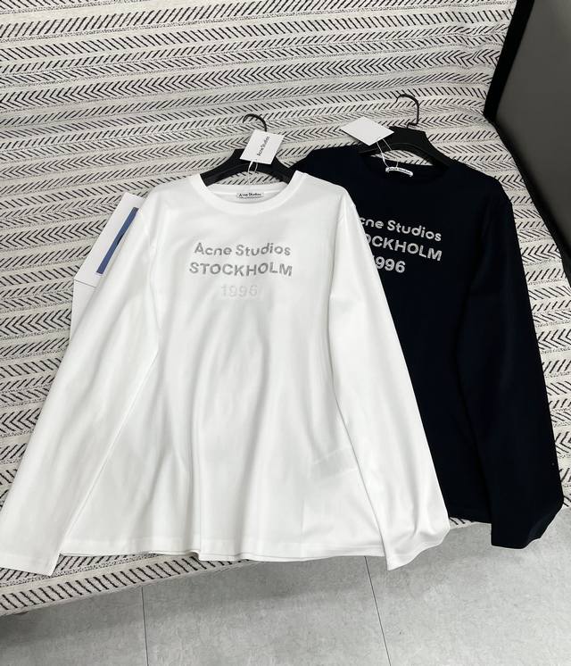 25Ss New autumn and winter Acne heavy embroidery hand-beaded letter pattern long