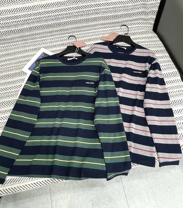 25Ss New autumn and winter Miu fashion color block striped three-dimensional log